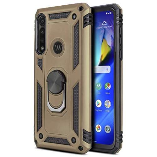 CasemartUSA Phone Case for [Motorola Moto G Power (XT2041)], [Loop Series][Gold] Full Rotating Metal Ring Cover with Kickstand (Tracfone, Straight Talk, Simple Mobile, Consumer Cellular)
