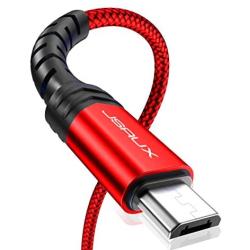 Micro USB Cable Android Charger, JSAUX (2-Pack 6.6FT) Micro USB Android Charger Cable Nylon Braided Cord Compatible with Galaxy S7 S6 J7 Edge Note 5, Kindle. MP3 and More-Red