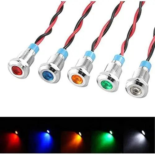 FICBOX 5Pcs 8mm 12V LED Indicator Light Metal Waterproof Signal Lamp Pilot Dash Dashboard Warning Lights for Motorcycle Car Truck Boat FICBOX 5Pcs 8mm 12V LED Indicator Light Metal Waterproof Signal Lamp Pilot Dash Dashboard Warning Lights for Motorcycle Car Truck Boat