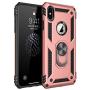 Military Grade Drop Impact for iPhone Xs Max Case 360 Metal Rotating Ring Kickstand Holder Built-in Magnetic Car Mount Armor Heavy Duty Shockproof Cover for iPhone Xs Max Protection Case (Rose Gold)