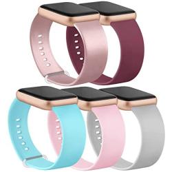 IEOVIEE [Pack 5] Compatible for Apple Watch Bands 38mm 42mm women men, Soft Silicone Strap Compatible with iWatch bands Series 6 5 4 3 2 1 & SE (Rose Gold/Pink/Wine red/Gray/Baby Blue, 38mm/40mm-S/M)