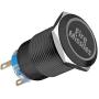 ESUPPORT Black Shell 12V Momentary Car Vehicle Red LED Light Headlight Push Button Stainless Steel Metal Switch 19mm Fire Missiles