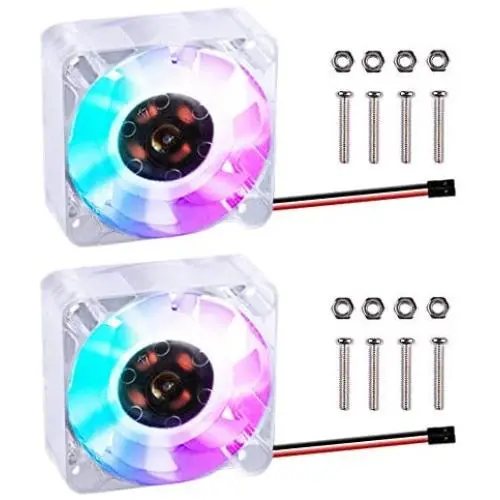 GeeekPi 2pcs Raspberry Pi 4 Quiet Fan, Raspberry Pi RGB Cooling Fan 40x40x10mm 4010 Fan DC 5V Brushless CPU Cooling Fan Cooler Radiator for Raspberry Pi 4 Model B, Raspberry Pi 3B+/3B/2B (Multicolour) GeeekPi 2pcs Raspberry Pi 4 Quiet Fan, Raspberry Pi RGB Cooling Fan 40x40x10mm 4010 Fan DC 5V Brushless CPU Cooling Fan Cooler Radiator for Raspberry Pi 4 Model B, Raspberry Pi 3B+/3B/2B (Multicolour)