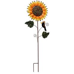 Flower Garden Stake Decorative Flower Yard Stake, Sunflower Decor Metal Yard Art Decor Outdoor Garden Decoration for Patio Porch Lawn Pathway Backyard 33.5'' x 13'' x 1'' (Orange Sunflower Garden Stake)