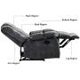 ANJ Home Single Recliner Chairs for Living Room Overstuffed Breathable Fabric Reclining Chair Manual Sofas (Gray)