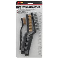 Performance Tool W1149 3-Piece Brass and Stainless-Steel Wire Brush Set