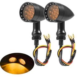 PBYMT Bullet Style Turn Signal Light Amber Lamp Compatible for Chopper Bobber Cruiser Honda Suzuki Kawasaki Yamaha Harley Davidson BMW and More (Black Housing)