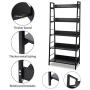 Himimi Industrial Ladder Shelf, 5-Tier Bookshelf, Storage Rack Shelves, Bathroom, Living Room, Wood Look Particle Board Furniture, Metal Frame, Classic Black