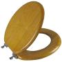 Angel Shield Durable Wood Veneer Natural Toilet Seat Metal Hinged Easy Clean Anti-scratch American Standard(Round,Oak)