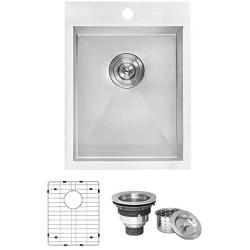 Ruvati 15 x 20 inch Drop-in Topmount Bar Prep Sink 16 Gauge Stainless Steel Single Bowl - RVH8110