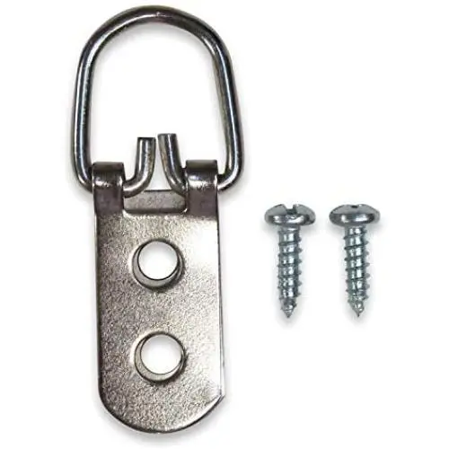 Heavy Duty D-Ring Picture Hangers - 50 Pack - 2 Hole with Screws - Picture Hang Solutions Heavy Duty D-Ring Picture Hangers - 50 Pack - 2 Hole with Screws - Picture Hang Solutions