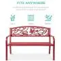Best Choice Products Outdoor 50in Steel Park Bench Porch Chair Yard Furniture w/Pastoral Bird Design Backrest, Slatted Seat - Red Best Choice Products Outdoor 50in Steel Park Bench Porch Chair Yard Furniture w/Pastoral Bird Design Backrest, Slatted Seat - Red
