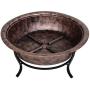 Outsunny Black Rustic Cauldron Style Metal Wood Fire Pit Bowl w/Log Poker and Mesh Screen Enclosure for Ember Protection