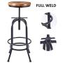 Retro Industrial Bar Stool Solid Wood and Metal Height Adjustable Swivel Counter Height Dining Chair,Rustic Bar Stool,Extra Tall Pub Height(Assembly not Required)