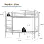 mecor Metal Bunk Bed Twin Over Twin - Sturdy Bed Frame with Safety Guard Rail & Removable Ladder - for Kids/Teens/Adults, Silver Grey