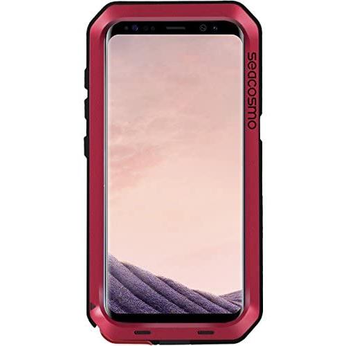 Seacosmo Shockproof Case for Galaxy S8, Full Body Protective Military Rugged Heavy Duty Aluminum Dual Layer Bumper Case Cover, Red
