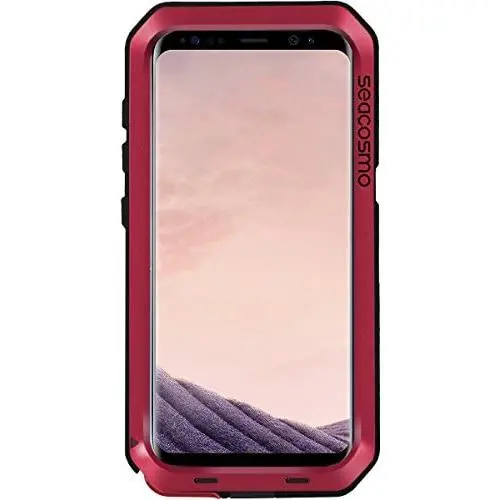 Seacosmo Shockproof Case for Galaxy S8, Full Body Protective Military Rugged Heavy Duty Aluminum Dual Layer Bumper Case Cover, Red