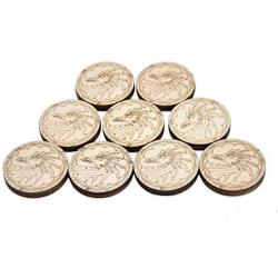 D&D Inspiration Coin Tokens Laser Cut Wood Carved with Dragon & Ship Rudder (Set of 9) Perfect for Pathfinder, RPG and Board Game