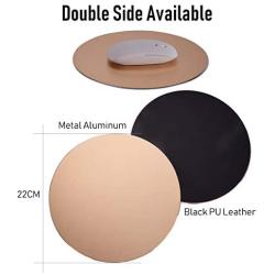 Round Mouse Pad LoiStu Round Aluminum Alloy Mouse Pad Winter and Summer Dual-Use Waterproof Antiski Matte Metal / High-Grade PU Leather Mouse Pad (Gold)