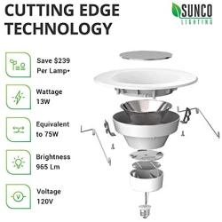 Sunco Lighting 12 Pack 5/6 Inch LED Recessed Downlight, Baffle Trim, Dimmable, 13W=75W, 3000K Warm White, 965 LM, Damp Rated, Simple Retrofit Installation - UL + Energy Star