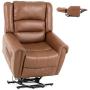Mecor Power Lift Chair Dual Motor PU Leather Lift Recliner for Elderly Lay Flat Sleeper Recliner with Massage/Heat/Vibration/Remote Control Living Room Chair
