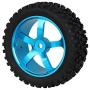 Mxfans Blue Aluminium Alloy 5 Spoke Wheel Rims + Black H Type Rubber Tyres Tires for RC 1:10 Off Road Car Buggy Upgrade Parts Pack of 4