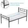 HAAGEEP Twin Bed Frame with Headboard Storage No Box Spring Needed Metal Platform Single Size Bedframe Foundation 14 Inch High