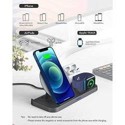 Yemo 3 in 1 Wireless Charger, Charging Station for Apple Products Compatible with Airpods Pro, Apple Watch Series Se 6 5 4 3 2, Phone Charging Station Dock for iPhone 12,11,11 Pro,Xr,Xs Max,Samsung