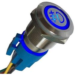 Etopar 12V 5A 19mm Car Auto Blue LED Light Lamp Fog Push Button Stainless Steel Metal Toggle Switch Socket Plug