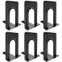 Umikk Bookends, Black Metal Nonskid Bookend Supports for Shelves Heavy Duty Books End, Office Book Stopper, 6 x 5 x 6 Inches, 6 Pieces (3 Pairs) (Black)