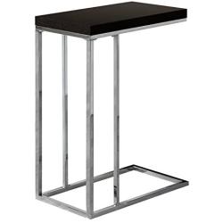 Monarch Specialties 3007, Chrome Accent Metal Base C-Table, Cappuccino