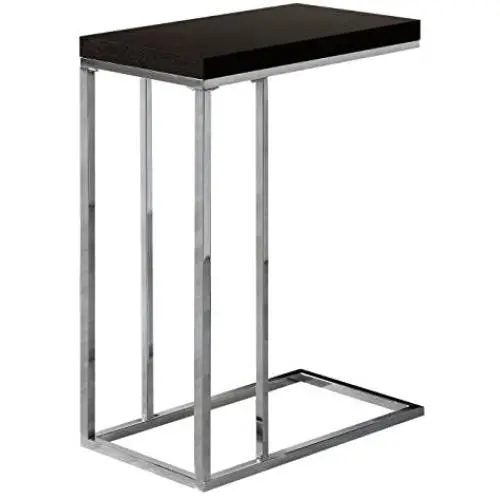 Monarch Specialties 3007, Chrome Accent Metal Base C-Table, Cappuccino Monarch Specialties 3007, Chrome Accent Metal Base C-Table, Cappuccino