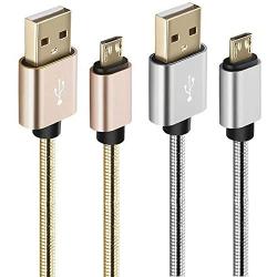 USB to Micro USB Cable Android Charger Cable Fast Charge,Short Micro USB Charging Cable 3FT Pack,USB Micro Cable Micro USB Charge Cable for Samsung Tablet/Galaxy,Kindle Charger Cord,LG,PS4-Silver Gold