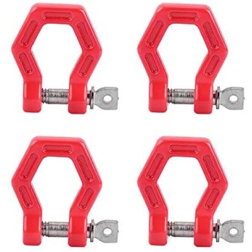 Dilwe RC Car Trailer Buckle, 4 Pcs Metal Tow Shackle Rescue Lock Catch for RC Climbing Crawler Car Accessory Parts