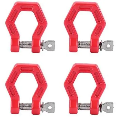 Dilwe RC Car Trailer Buckle, 4 Pcs Metal Tow Shackle Rescue Lock Catch for RC Climbing Crawler Car Accessory Parts