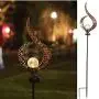 HDNICEZM Garden Solar Light Outdoor Decorative, Flame Crackle Glass Globe Stake Metal Lights，Waterproof Warm White LED for Pathway, Lawn, Patio, Yard.