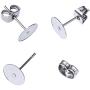 Outus 100 Pieces Stainless Steel Earrings Posts Flat Pad (2 Size) with 100 Pieces Earring Backs for Earring Making Findings, Total 200 Pieces