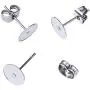 Outus 100 Pieces Stainless Steel Earrings Posts Flat Pad (2 Size) with 100 Pieces Earring Backs for Earring Making Findings, Total 200 Pieces Outus 100 Pieces Stainless Steel Earrings Posts Flat Pad (2 Size) with 100 Pieces Earring Backs for Earring Making Findings, Total 200 Pieces