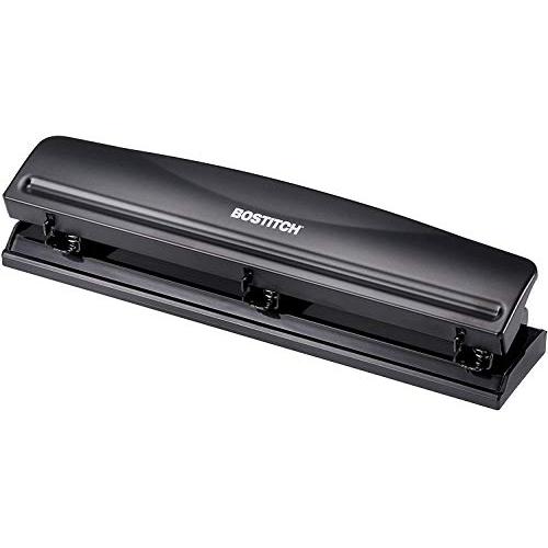 Bostitch Office HP12 3 Hole Punch, 12 Sheet Capacity, Metal,Black