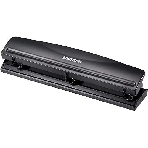 Bostitch Office HP12 3 Hole Punch, 12 Sheet Capacity, Metal,Black Bostitch Office HP12 3 Hole Punch, 12 Sheet Capacity, Metal,Black