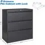 3 Drawer Metal Lateral File Cabinet for Home Office Cabinets File Cabinet with Lock, Black Heavy Duty Metal Storage Printer Stand Filing Cabinet 3 Drawer Metal Lateral File Cabinet for Home Office Cabinets File Cabinet with Lock, Black Heavy Duty Metal Storage Printer Stand Filing Cabinet