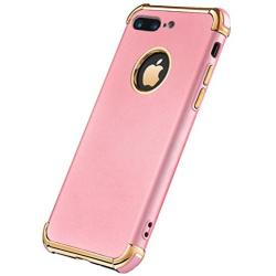 iPhone 8 Plus Case, Ultra Slim Flexible iPhone 8 Plus Matte Case, Styles 3 in 1 Electroplated Shockproof Luxury Cover Case for iPhone 8 Plus (Rose Gold)