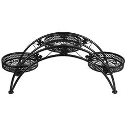 DAZONE Arch Plant Stand Metal Patio Stand Rack with 3 holder (Black)