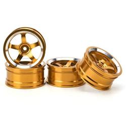 T best RC Wheel Hub, 4Pcs 1:10 Scale Quality Aluminium Alloy Remoted Control Car Wheel Rim Hubs RC Parts Accessory for HSP 94123 Touring Drift Car(Yellow)