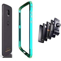 Moto Z4 Case Bumper,Compatible Moto Mods Dngn Luxury [Aluminum Metal Frame Cover] [4 Corner TPU Shockproof] for Motorola Moto Z4/z4 Play (Emerald-Green)