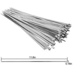 ZOENHOU 200 PCS 11.8 Inch 304 Stainless Steel Zip Ties, Self-locking Cable Tie Heavy Duty Metal Zip Tie High Strength Durability