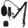 2021 Upgraded USB Microphone for Computer, Mic for Gaming, Podcast, Live Streaming, YouTube on PC, Mic Studio Bundle with Adjustment Arm Stand, Fits for Windows & Mac PC, Plug & Play Design, Black