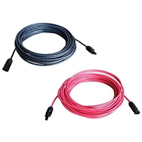 WindyNation One Pair 150 Feet Black + 150 Feet Red 10 Gauge Solar Panel Extension Cable Wire Solar Connectors WindyNation One Pair 150 Feet Black + 150 Feet Red 10 Gauge Solar Panel Extension Cable Wire Solar Connectors