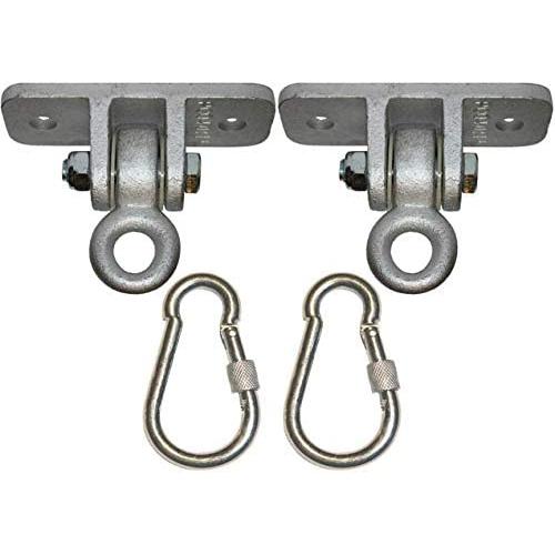 Jungle Gym Kingdom Heavy Duty Swing Hangers Playground Porch Yoga Seat Trapeze Wooden Sets Indoor Outdoor | 2400 lb Capacity | Locking Snap Hooks (1 Set of 2)