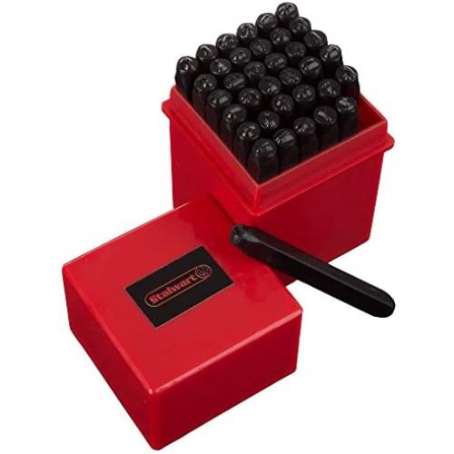 Stalwart - 75-ST6039 Letter and Number Steel Punch Stamp Set-37-Piece Stamping Punch and Die Plastic with Storage Case for Metal Keys, Crafts, Leather and More